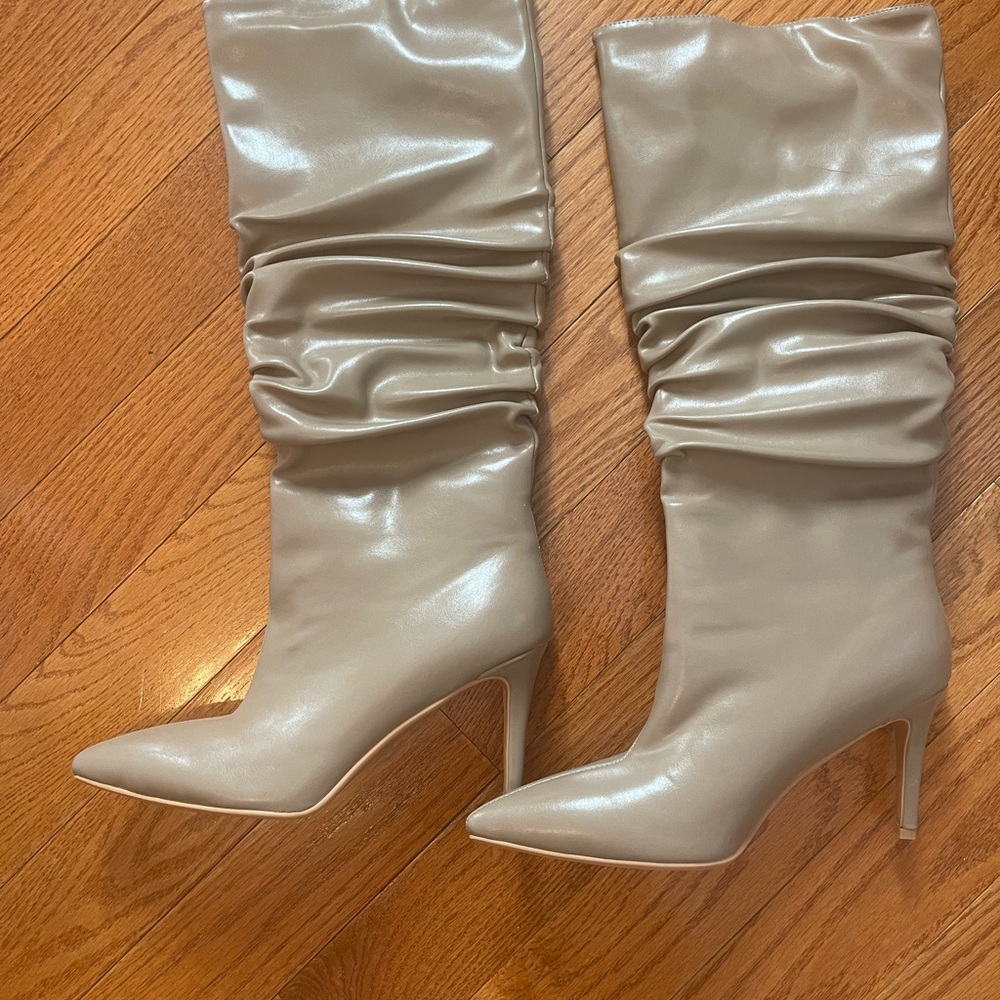 Elegant Taupe Slouchy Knee-High Boots